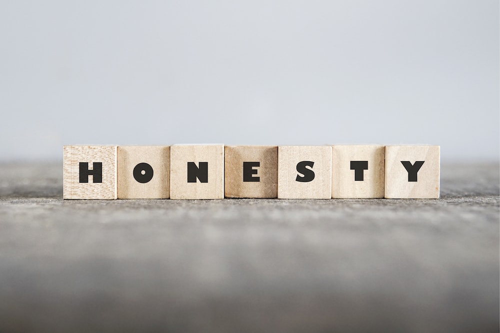 The word honesty written on wooden blocks.