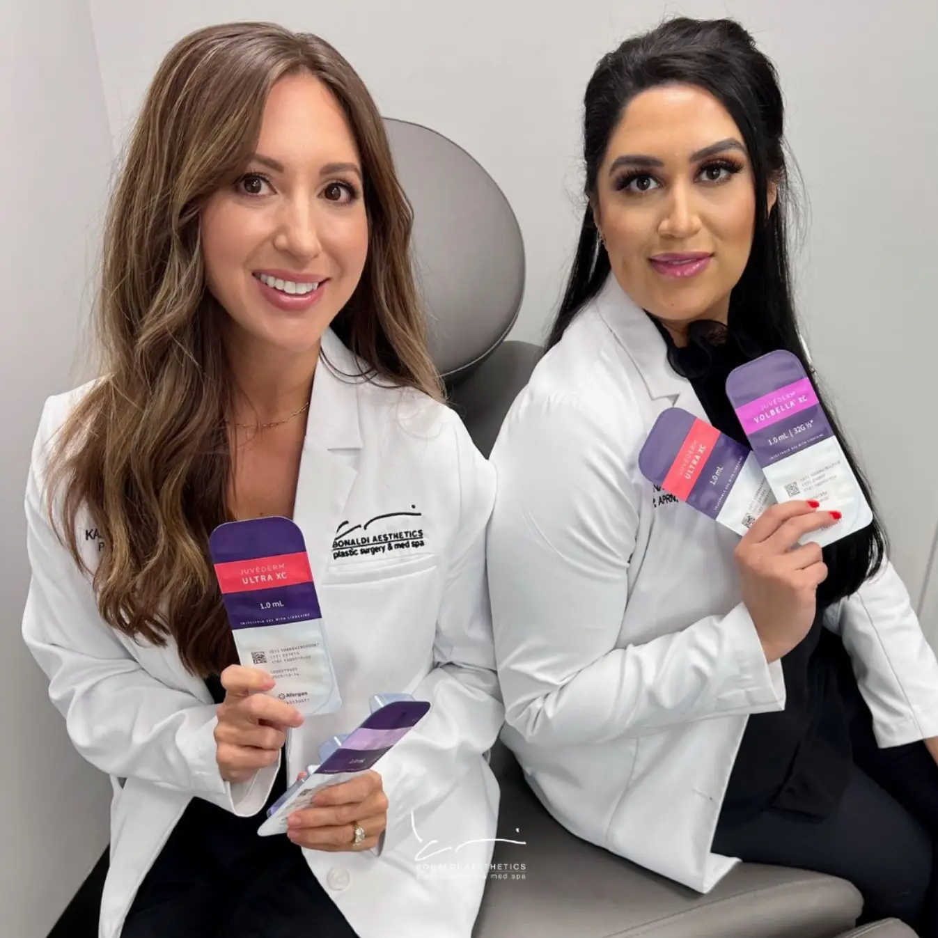 Bonaldi Medspa staff holding JUVEDERM product line