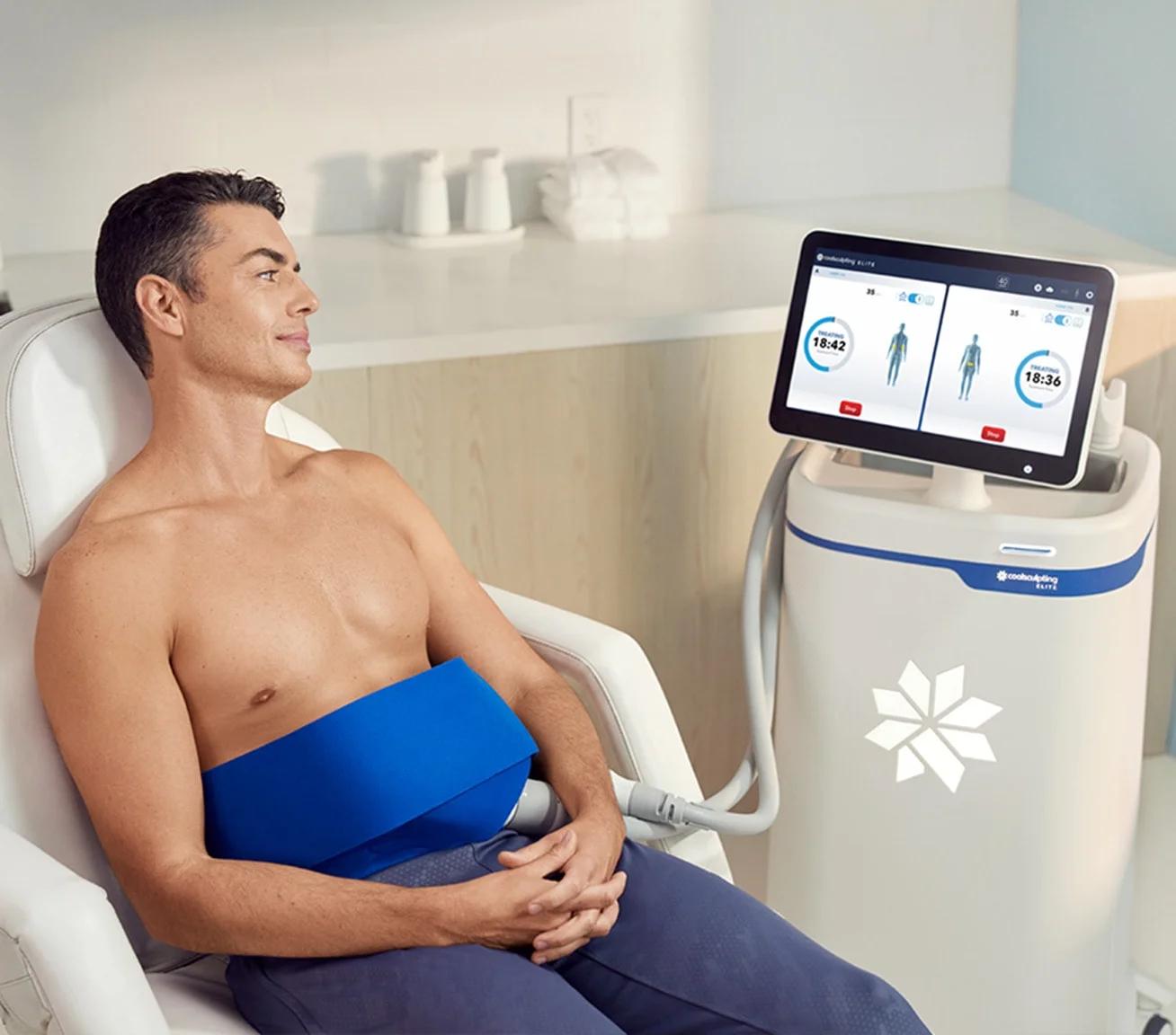 Man getting a coolsculpting elite treatment
